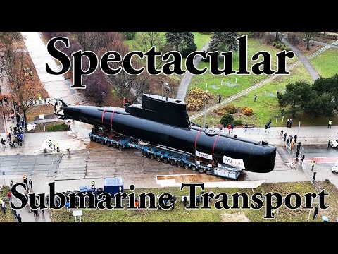 Spectacular Submarine Heavy Transport ORP Sokół | From the Port to the Naval Museum in Gdynia thumbnail