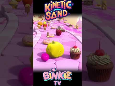 🍎🎳 Learn Fruits with Kinetic Sand Bowling Ball Candy Race | Binkie TV thumbnail