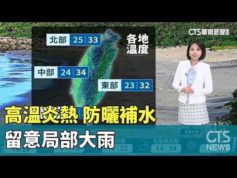 高溫炎熱　防曬補水　午後範圍增　留意局部大雨｜華視生活氣象｜華視新聞 20260520 @CtsTw thumbnail