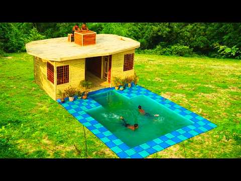 Solo Build of Bamboo Mud House with Hidden Underground Pool | Full Process thumbnail