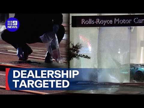 Arsonists target Melbourne luxury car dealership | 9 News Australia thumbnail