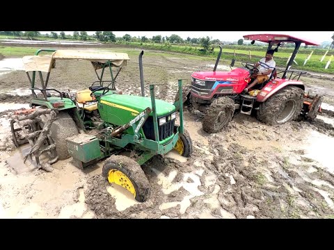 John Deere 5310 Stuck in Mud Badly Pulling by Mahindra Arjun NOVO 605 4wd tractor thumbnail