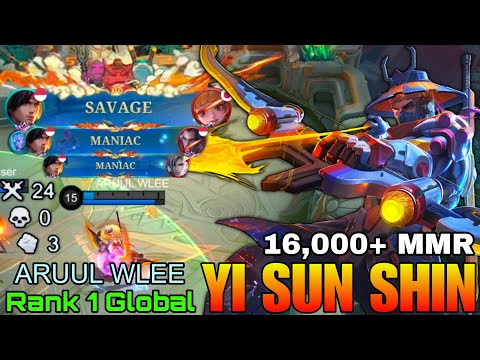 SAVAGE & MANIAC Yi Sun Shin 16,000+ MMR - Top 1 Global Yi Sun Shin by ARUUL WLEE - Mobile Legends thumbnail
