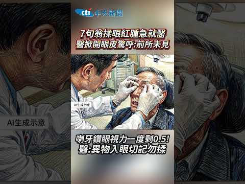 7旬翁揉眼紅腫急就醫 醫掀開眼皮驚呼:前所未見 喇牙鑽眼視力一度剩0.5! 醫:異物入眼切記勿揉 thumbnail