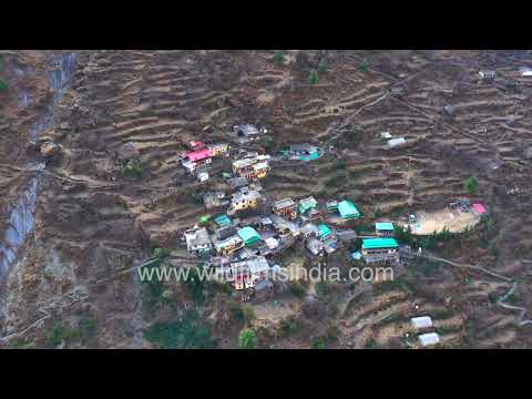Aerial view of Lata Village in the Himalayan region of Uttarakhand thumbnail