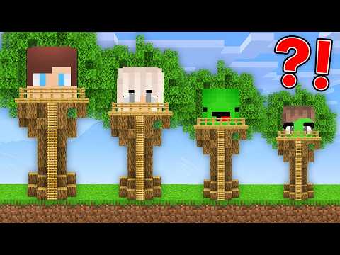 Mikey Family and JJ Family from GIANT to TINY Tree Base - Minecraft Maizen thumbnail