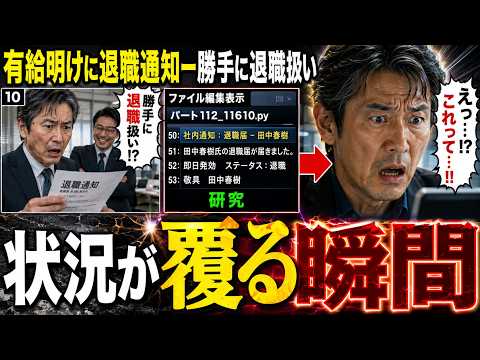 【アニメ】10有給明けに退職通知-勝手に退職扱いファイル編集表示パート112研究50:社内通知：退職届 - 田中春樹田中春樹氏の退職届が届きました。即日発効ステータス：退職敬具　田中春樹状況が覆る瞬間 thumbnail