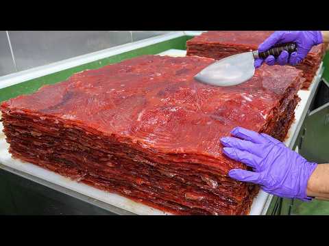 超整齊「肉乾磚」切片秀！台灣肉乾＆豬肉絲療癒製程＋傳統湖南臘肉 (Taiwan Jerky & Shredded Pork Mass Production＋Cured Pork Belly) thumbnail