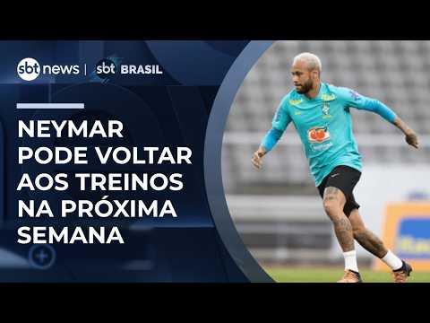 Neymar realiza novos exames e pode voltar aos treinos para a fase de grupos da Copa | #SBTBrasil thumbnail