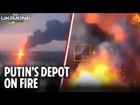 Ukrainian drone strike sets oil depot ablaze and fills the sky with black smoke in occupied Luhansk thumbnail