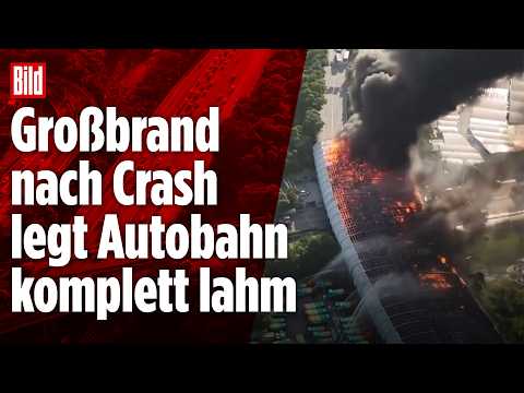 ALARM AUF DER AUTOBAHN: Bus und Tanklaster kollidieren – Flammen sperren Strecke thumbnail