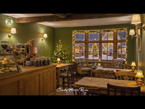 Cozy Christmas Café ☕? | Relaxing Coffee Shop Ambience, Jazz Music, Winter Christmas Market Night thumbnail