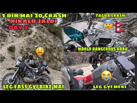 aisa Crash Leg fass gyi Bike k niche? ek sath 20 Crash? Nepal ki sabse Dangerous Road pr Bike? Day 7 thumbnail