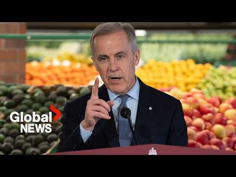 Carney announces plan to cut grocery bills with $3.2B food security strategy | FULL thumbnail
